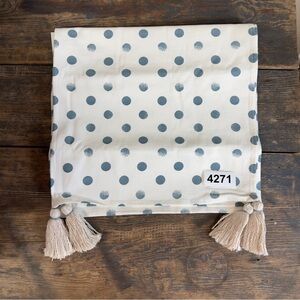 Folkulture 14/108 table runner 100% cotton white blue polka dot new